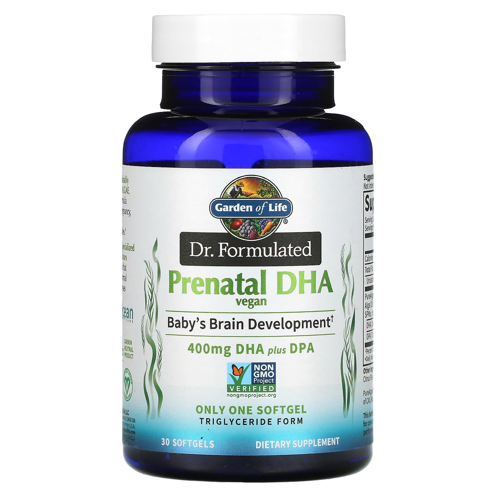 Garden of Life, Dr. Formulated Vegan Prenatal DHA, 30 Softgels UPC 658010124652 | HiLife Vitamins